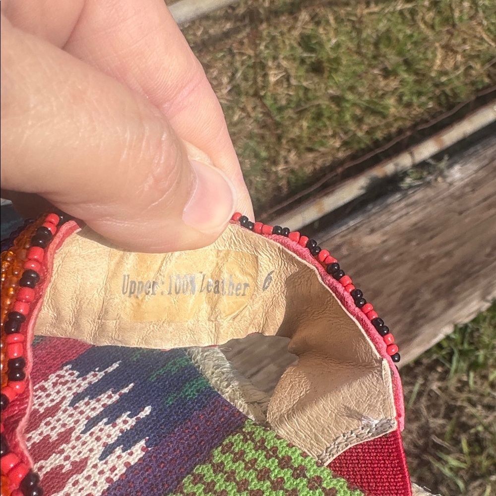 Chicos Beaded Espadrille Colorful Flip Flop Sandals leather BOho Beach Size 6 - Picture 8 of 9